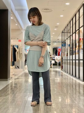 「チュニック」｜「アイテム（アンサンブル）」を使った、おにしさん（レディース・148cm）の夏コーディネート