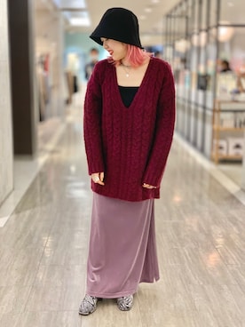 「ベロアスカート」｜「アイテム（その他シューズ）」を使った、おにしさん（レディース・148cm）の秋コーディネート