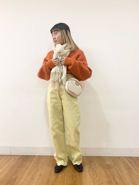 「SENSE OF PLACE by URBAN RESEARCH（センスオブプレイスバイアーバンリサーチ）のスクエアトウVカットフラットシューズ（その他シューズ）」を使った、おにしさん（レディース・148cm）の冬コーディネート