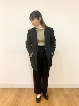 「ノーカラージャケット」｜おにしさん（レディース・148cm）の冬コーディネート