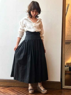 「スキッパーシャツ」｜nano universe lady's buyerさん（レディース・158cm）の春コーディネート