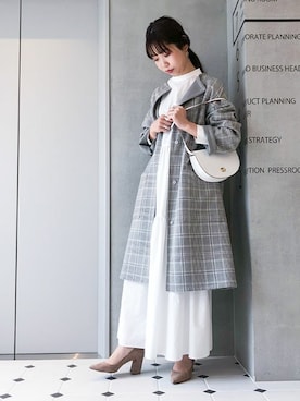 「アイテム（バッグ、ホワイト系）」を使った、nano universe lady's buyerさん（レディース・158cm）の冬コーディネート