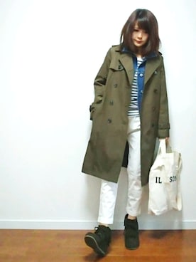 「Simplicite（サンプリシテ）のアイテム（トレンチコート）」を使った、𝕪𝕦𝕚さん（レディース・155cm）の冬コーディネート