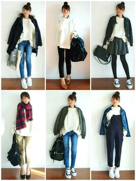 「アイテム（ブルゾン）」を使った、𝕪𝕦𝕚さん（レディース・155cm・30代）の冬コーディネート