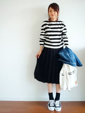 「スプリングSENSEOFPLACE」｜「アイテム（デニムジャケット）」を使った、𝕪𝕦𝕚さん（レディース・155cm）の春コーディネート