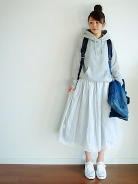 「スプリングSENSEOFPLACE」｜「アイテム（デニムジャケット）」を使った、𝕪𝕦𝕚さん（レディース・155cm）の冬コーディネート