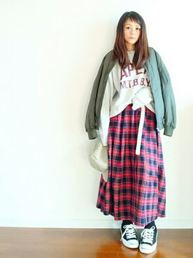 「アイテム（ブルゾン）」を使った、𝕪𝕦𝕚さん（レディース・155cm・30代）の冬コーディネート