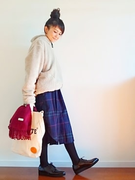 「シャツワンピ」｜「アイテム（ダッフルコート）」を使った、𝕪𝕦𝕚さん（レディース・155cm）の冬コーディネート