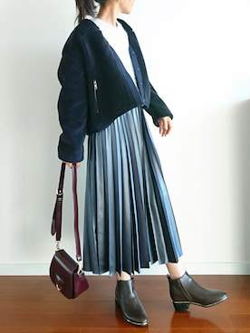 「アイテム（ブルゾン）」を使った、𝕪𝕦𝕚さん（レディース・155cm・30代）の秋コーディネート