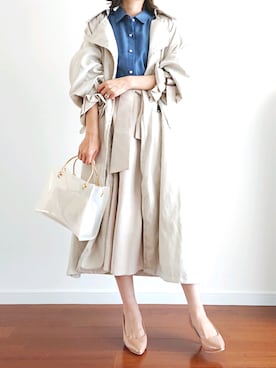 「NOLLEY'S」｜「アイテム（トレンチコート）」を使った、𝕪𝕦𝕚さん（レディース・155cm）の春コーディネート