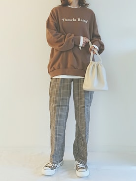 「CLEA（クレア）のアイテム（スウェット）」を使った、𝕪𝕦𝕚さん（レディース・155cm）の秋コーディネート