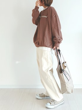 「CLEA（クレア）のアイテム（スウェット）」を使った、𝕪𝕦𝕚さん（レディース・155cm）の冬コーディネート