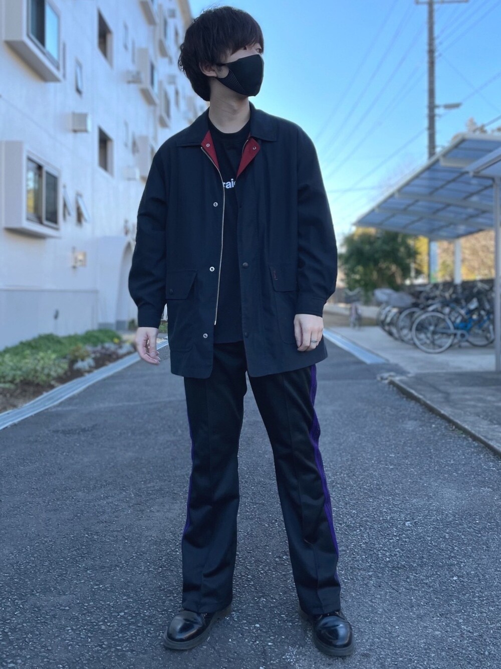 「今日のコーデ、春コーデ、大人カジュアル、黒、シンプルコーデ、ootd、韓国ファッション、革靴、休日コーデ、オーバーサイズ」｜「Yves Saint Laurentのアイテム（ジャケット/アウター、ブラック系）」を使った、ましろ@放射線技師さん（メンズ・175cm）の冬コーディネートの1枚目の写真