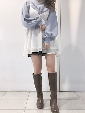 「カラーシャツ」｜mayaさん（レディース・160cm）の春コーディネート