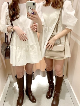 「Heather（ヘザー）のティアードチュニックブラウス　885432（シャツ/ブラウス）」を使った、mayaさん（レディース・160cm）の春コーディネート