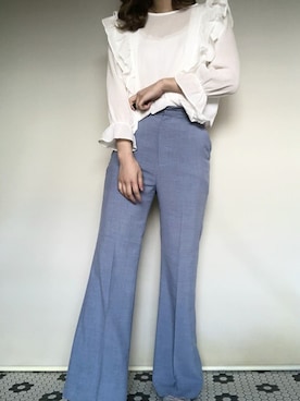 「Heather（ヘザー）のアイテム（スラックス）」を使った、mayaさん（レディース・160cm）の春コーディネート