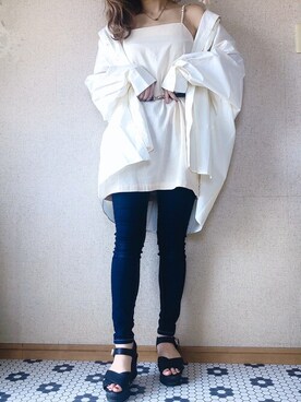 「へザー」｜「アイテム（ジャンパースカート）」を使った、mayaさん（レディース・160cm）の春コーディネート
