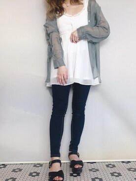 「Heather（ヘザー）のサイドスリットスケチュニックシャツ　885763（シャツ/ブラウス）」を使った、mayaさん（レディース・160cm）の春コーディネート