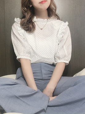 「Heather（ヘザー）のアイテム（スラックス）」を使った、mayaさん（レディース・160cm）の春コーディネート