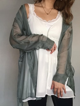 「Heather（ヘザー）のサイドスリットスケチュニックシャツ　885763（シャツ/ブラウス）」を使った、mayaさん（レディース・160cm）の春コーディネート