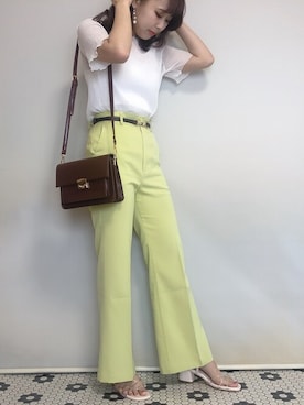 「Heather（ヘザー）のアイテム（スラックス）」を使った、mayaさん（レディース・160cm）の春コーディネート