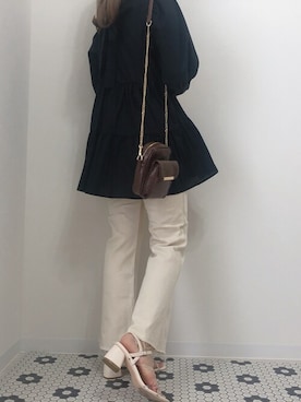 「Heather（ヘザー）のティアードチュニックブラウス　885432（シャツ/ブラウス）」を使った、mayaさん（レディース・160cm）の春コーディネート