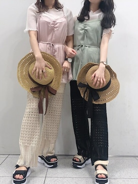 「Heather（ヘザー）のアイテム（帽子）」を使った、mayaさん（レディース・160cm）の春コーディネート