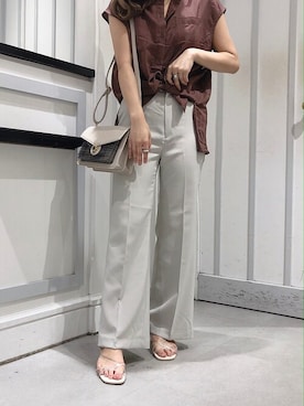 「Heather（ヘザー）のアイテム（スラックス）」を使った、mayaさん（レディース・160cm）の春コーディネート