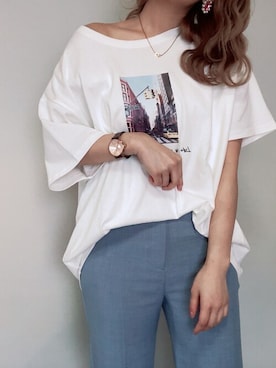 「Heather（ヘザー）のアイテム（スラックス）」を使った、mayaさん（レディース・160cm）の夏コーディネート