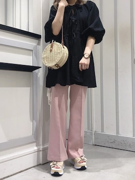 「Heather（ヘザー）のアイテム（スラックス）」を使った、mayaさん（レディース・160cm）の夏コーディネート