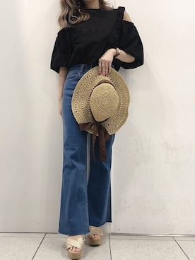 「Heather（ヘザー）のアイテム（帽子）」を使った、mayaさん（レディース・160cm）の夏コーディネート