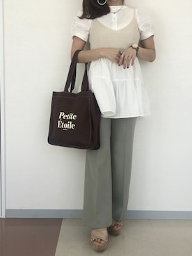 「Heather（ヘザー）のアイテム（スラックス）」を使った、mayaさん（レディース・160cm）の夏コーディネート