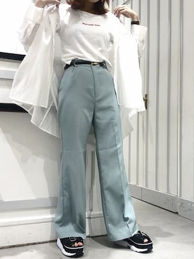 「Heather（ヘザー）のアイテム（スラックス）」を使った、mayaさん（レディース・160cm）の夏コーディネート