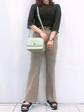 「Heather（ヘザー）のアイテム（スラックス）」を使った、mayaさん（レディース・160cm）の夏コーディネート