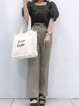 「Heather（ヘザー）のアイテム（スラックス）」を使った、mayaさん（レディース・160cm）の夏コーディネート