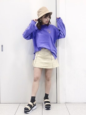 「Heather（ヘザー）のアイテム（ハット）」を使った、mayaさん（レディース・160cm）の夏コーディネート