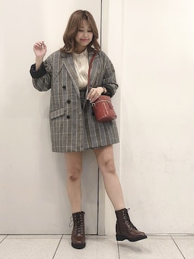 「Heather（ヘザー）のインヒールワークブーツ　894854（ブーツ）」を使った、mayaさん（レディース・160cm）の秋コーディネート