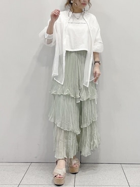 「Heather（ヘザー）のアソートクロップドＴシャツ　948601（Tシャツ/カットソー）」を使った、mayaさん（レディース・160cm）の春コーディネート