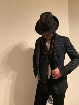 「アイテム（アクセサリー、レッド系）」を使った、つてのろたさん（メンズ・167cm）の冬コーディネート