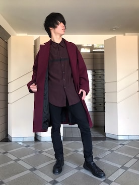 「GU（ジーユー）の（GU）スキニーフィットジーンズ（MEN ⁄ ジーンズ）」を使った、やまーさんさん（メンズ・177cm）の冬コーディネート