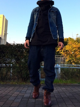 「G-STAR RAW（ジースターロゥ）のアイテム（サロペット/オーバーオール）」を使った、pleaseさん（メンズ・165cm）の秋コーディネート