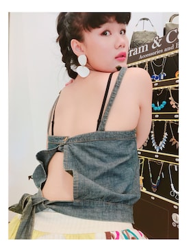 「丹寧」｜「アイテム（キャミソール）」を使った、熊美さん（レディース・160cm）の秋コーディネート