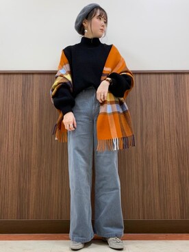 「Right-on（ライトオン）のアイテム（ハンチング/ベレー帽）」を使った、aiさん（レディース・162cm）の秋コーディネート