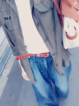 「TODAYFUL（トゥデイフル）のUseful VネックTシャツ（Tシャツ/カットソー、ホワイト系）」を使った、yumi**さん（レディース・160cm）の夏コーディネート