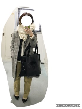 「ADAM ET ROPE'（アダムエロペ）のアイテム（チェスターコート）」を使った、けーさん（レディース・159cm）の冬コーディネート