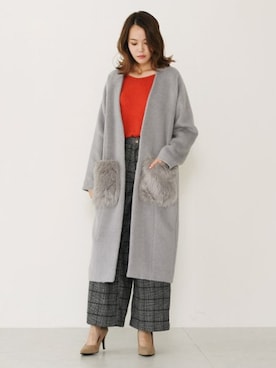 「アイテム（ノーカラージャケット、グレー系）」を使った、SocialGIRLさん（レディース・167cm）の秋コーディネート