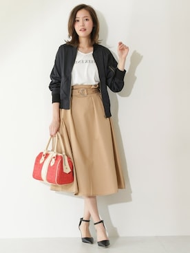 「アイテム（MA-1）」を使った、SocialGIRLさん（レディース・167cm）の春コーディネート