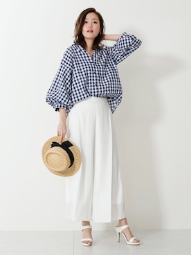 「ギンガムチェックシャツ」｜SocialGIRLさん（レディース・167cm）の春コーディネート