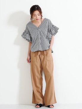 「ギンガムチェックシャツ」｜SocialGIRLさん（レディース・167cm）の春コーディネート