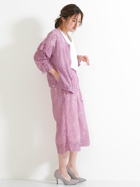 「アイテム（ブルゾン、パープル系）」を使った、SocialGIRLさん（レディース・167cm）の春コーディネート